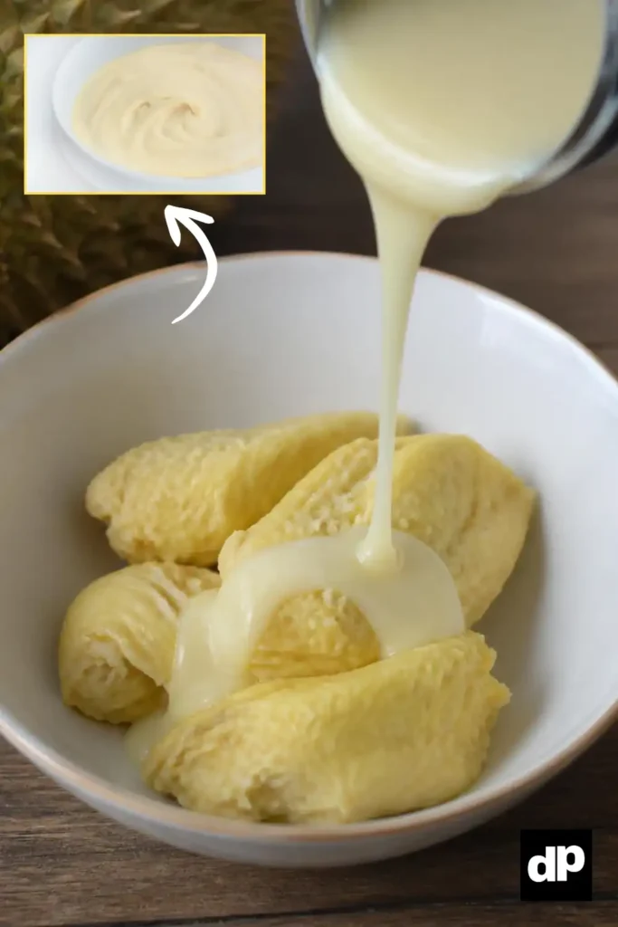 Mix durian with condensed milk